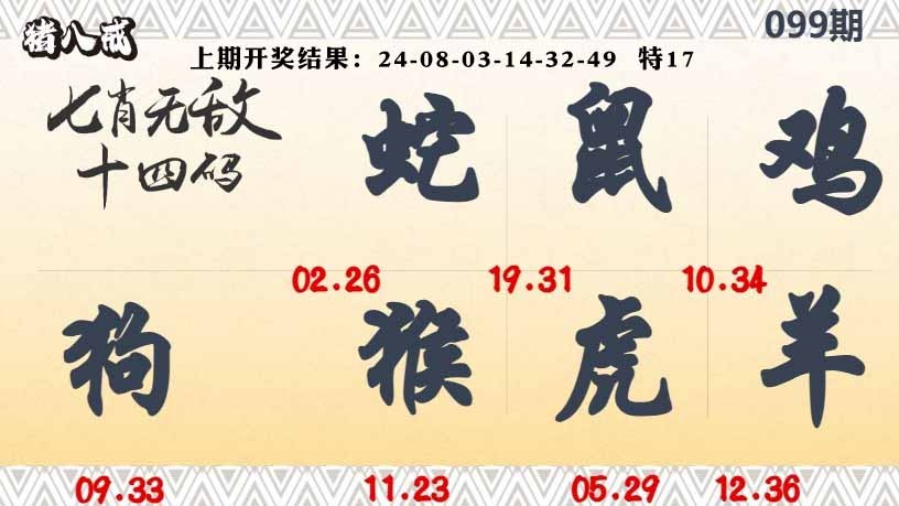 099期七肖无敌14码[图]